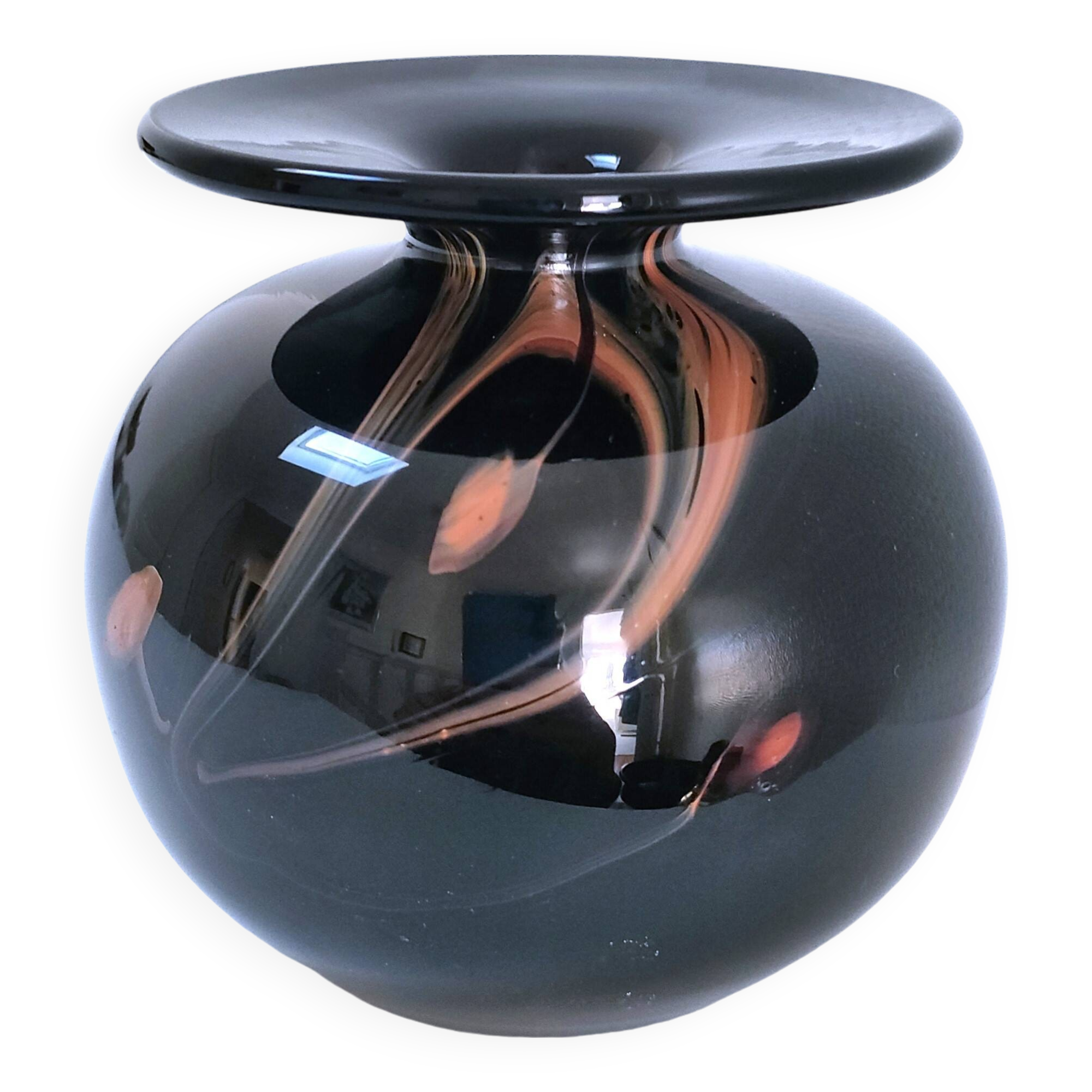 Bob le Bleis ball vase Moorish glassware Old glass paste