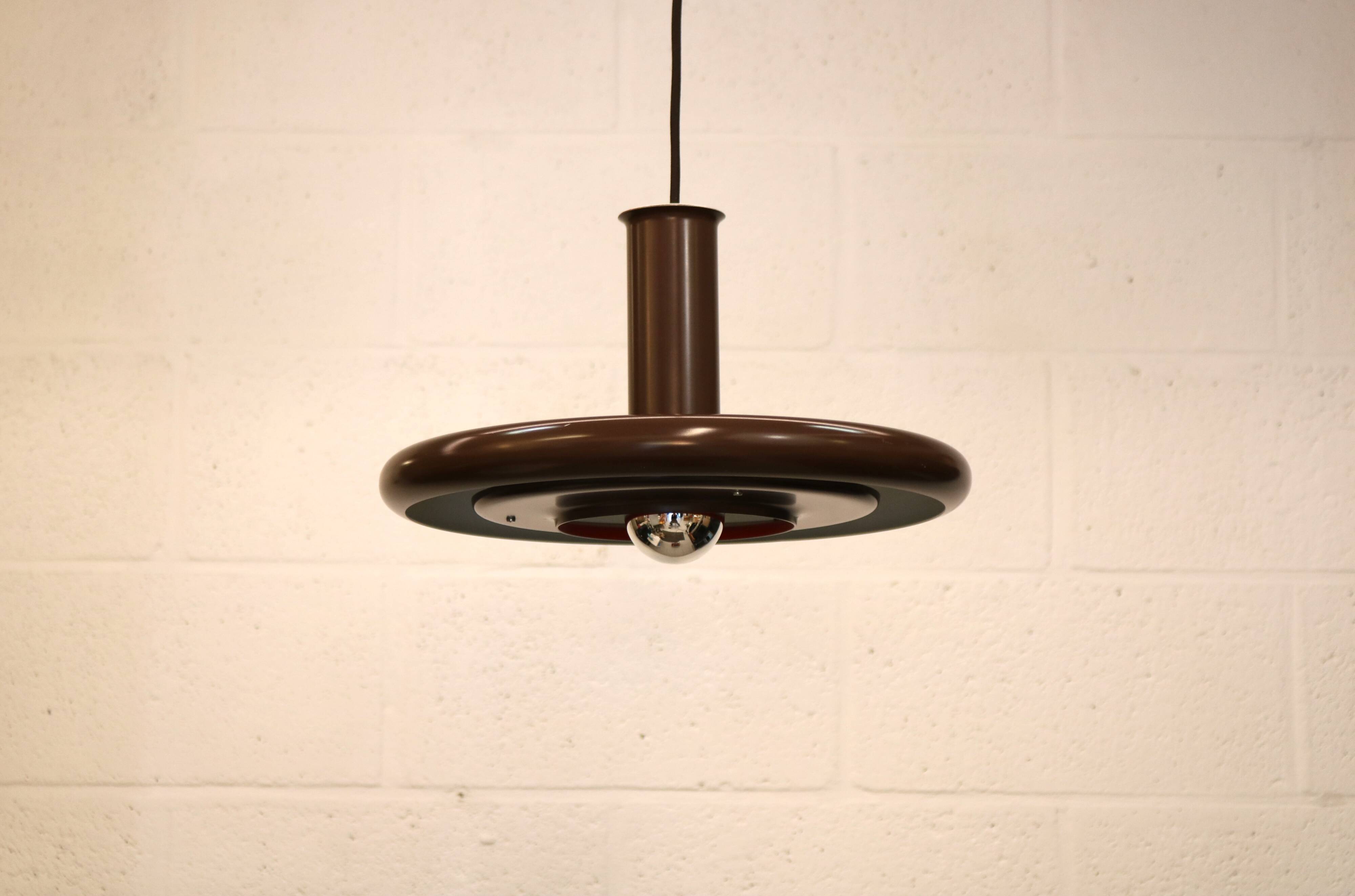 Brown vintage Fog & Morup pendant lamp: Hans Due Optima model, mid-century.