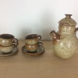 Service à café ou thé en grès, tasses et théière