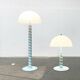 Lampe sur pied et lampe de table postmoderne allemande avec motif tourbillon bleu clair et blanc, années 1980, lot de 2