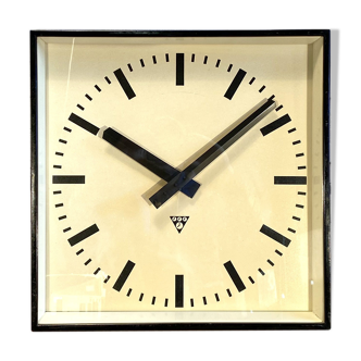Black square wall clock from Pragotron, 1960