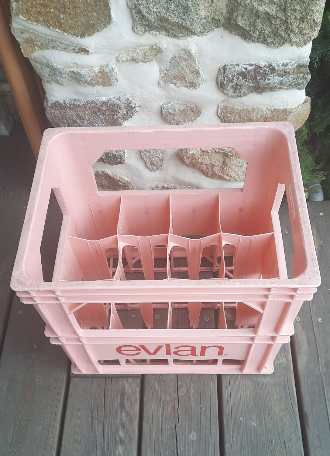 Evian bottle rack