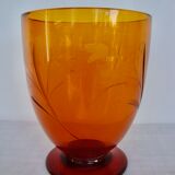 Blown and chiseled crystal vase