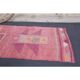 Tapis coureur vintage en laine et coton turc noué à la main rose 87x328