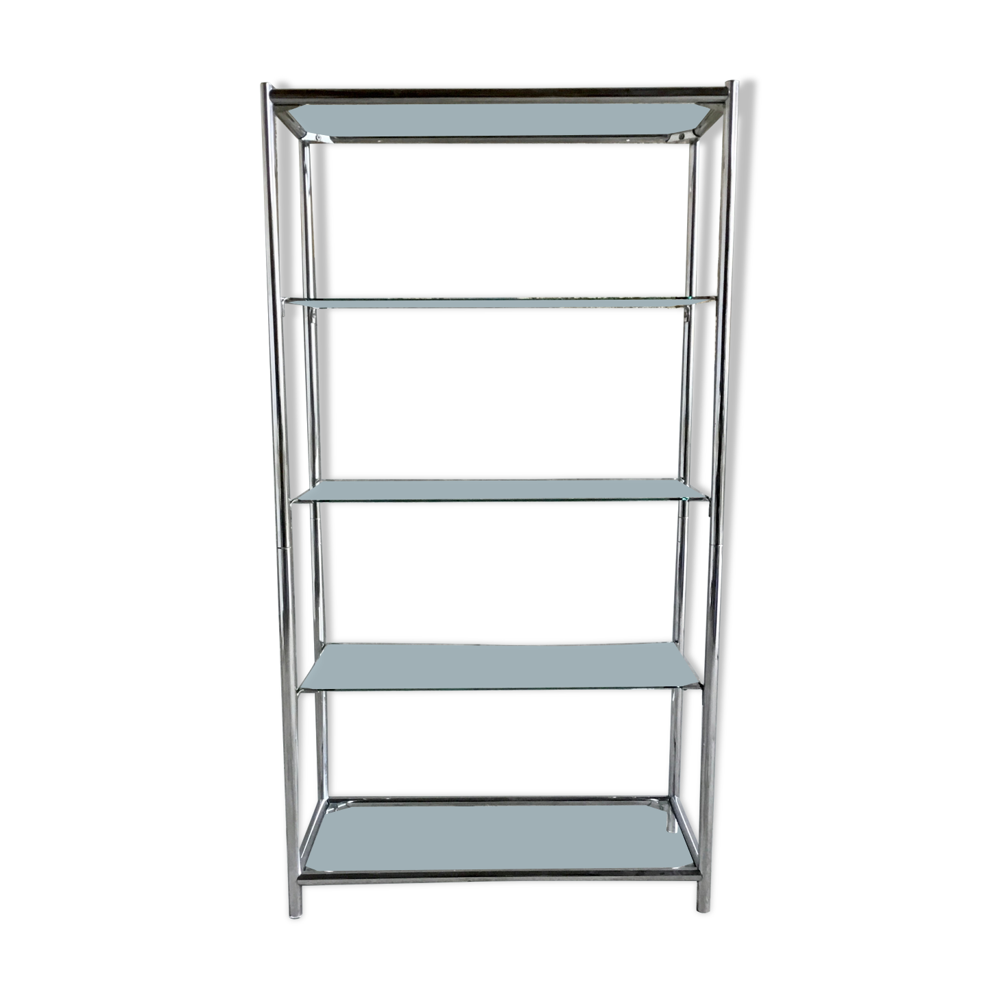 Shelf on chromed metal legs and glass tops 1970