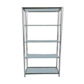Shelf on chromed metal legs and glass tops 1970