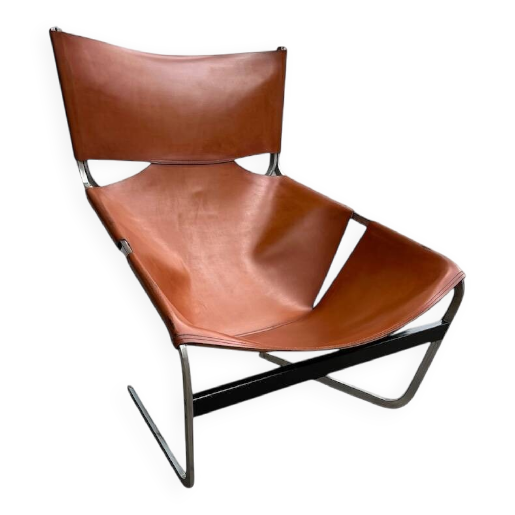 F444 lounge chair in cognac leather by Pierre Paulin for Artifort