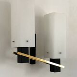 Arlus opaline and vintage steel wall light from the 1950s