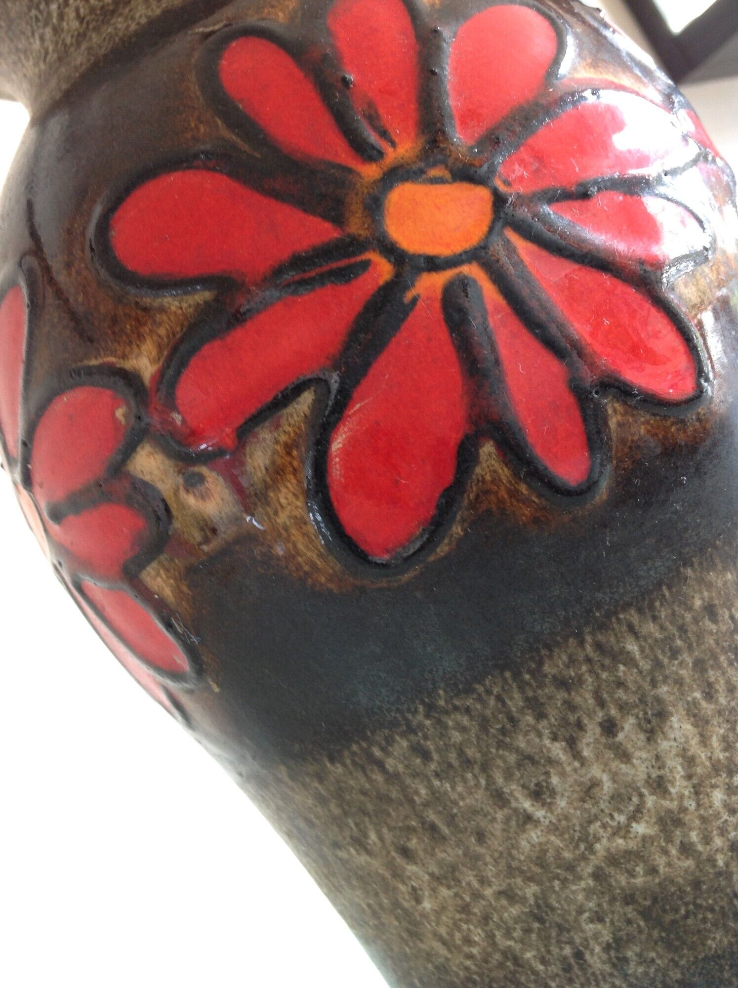 Fat Lava style red flower vase by Scheurich Keramik vintage 60s-70s