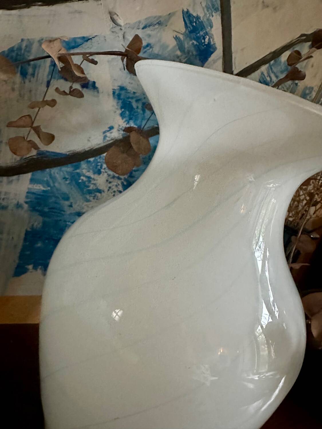 Large vintage two-tone opaline vase