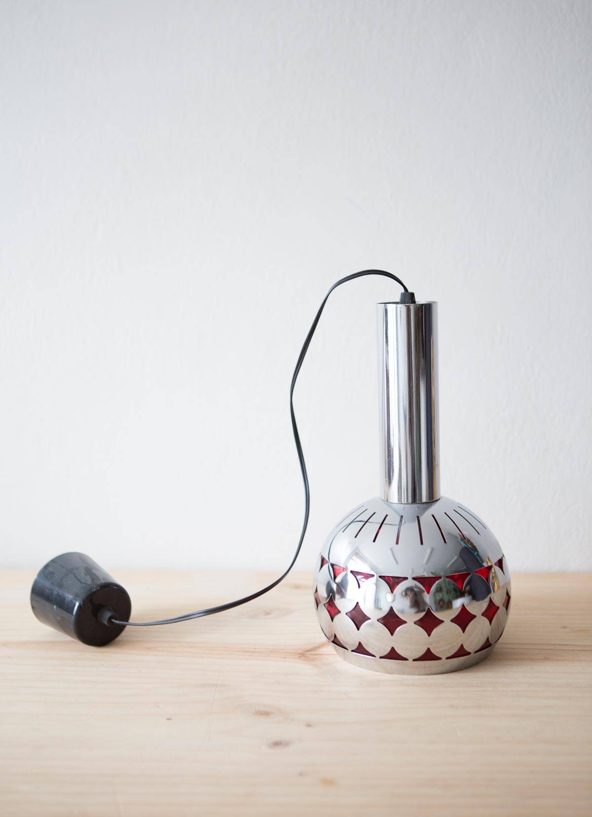 Small chrome steel pendant from the 60s/70s (16 cm)