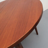1960s extendible  round dining table in teak