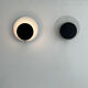 Pair of vintage "Cirkle" wall lights in black and white lacquered metal, Denmark 1970