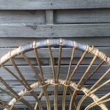 Vintage bamboo rattan shell armchair from the 60s