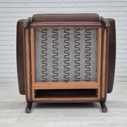 1970s, Danish armchair, original condition, furniture leather, dark oak wood.