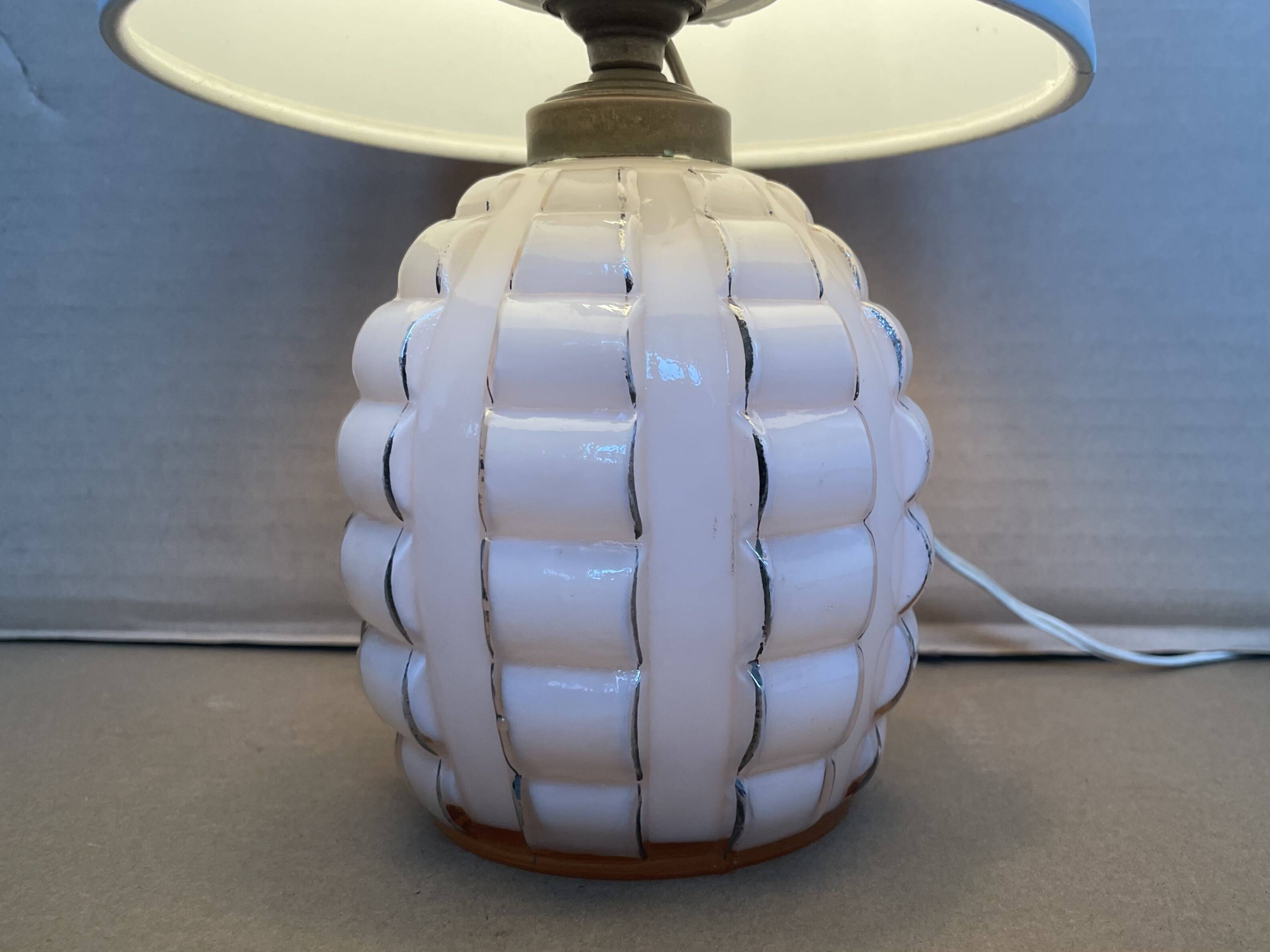 Small antique glass table lamp