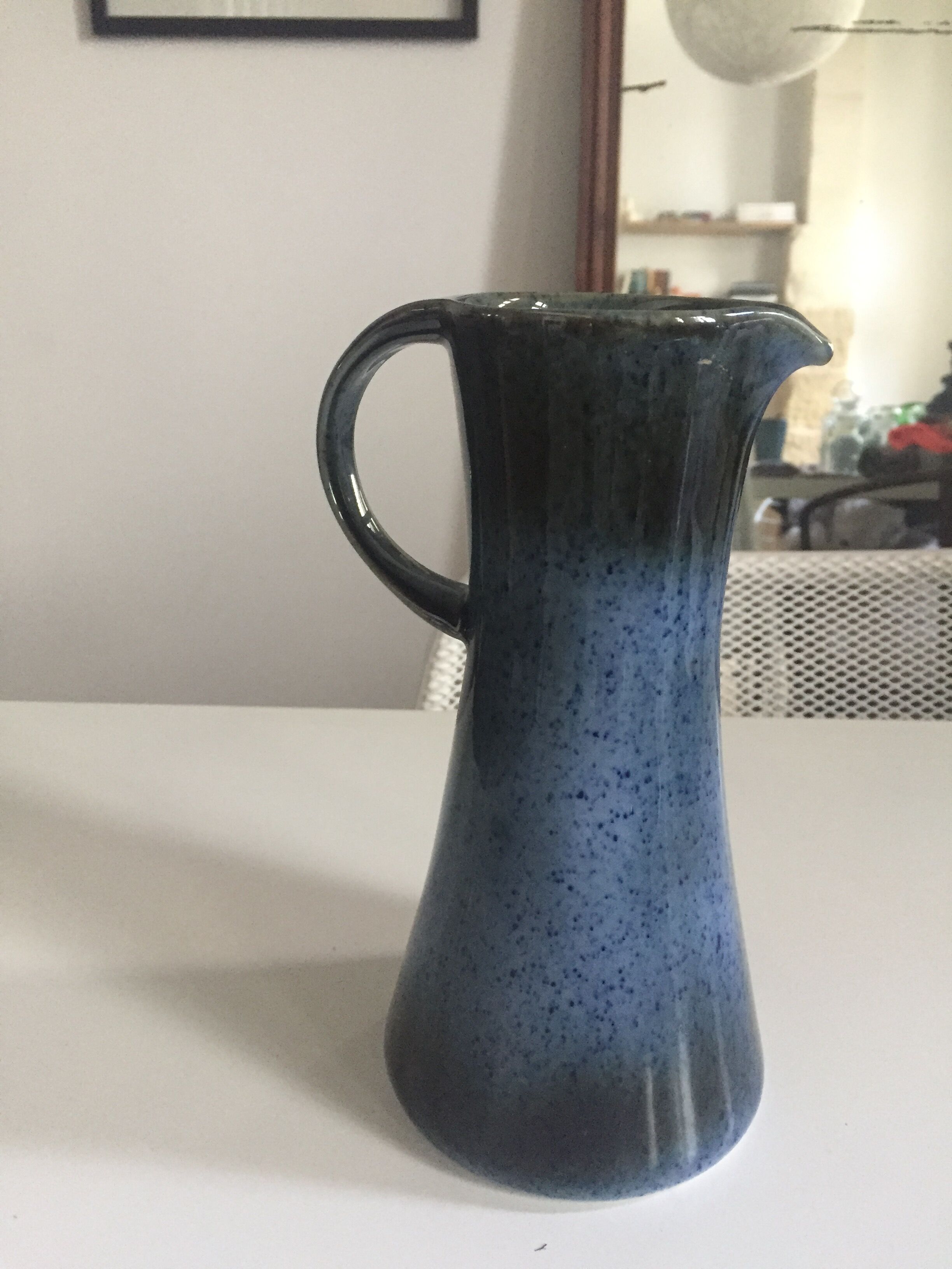 Very glazed blue pitcher