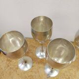 6 vintage metal stemmed glasses from the 1970s