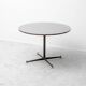 Vintage round table in wood and glass with metal base, 1970s modernist
