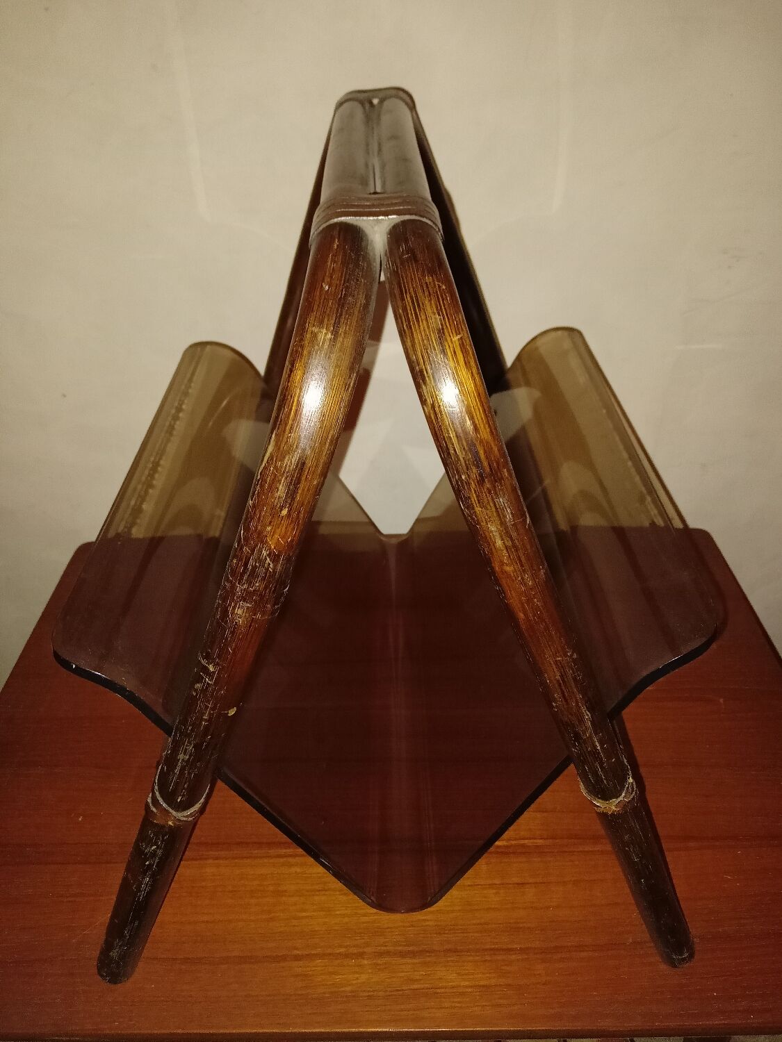 Bamboo and plexiglass magazine holder