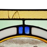 Art Deco Stained Glass Panel Depicting Runners in Motion, Belgium ca. 1910