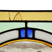 Art Deco Stained Glass Panel Depicting Runners in Motion, Belgium ca. 1910