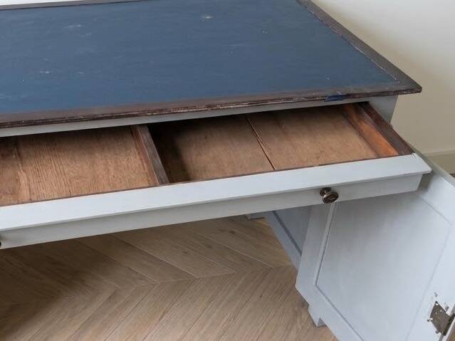 Antique storage furniture repainted grey