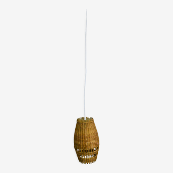 Ceiling lamp with a wicker shade, Denmark, 1960s