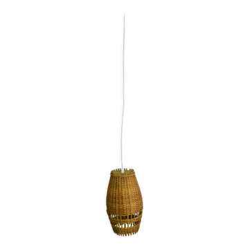 Ceiling lamp with a wicker shade, Denmark, 1960s