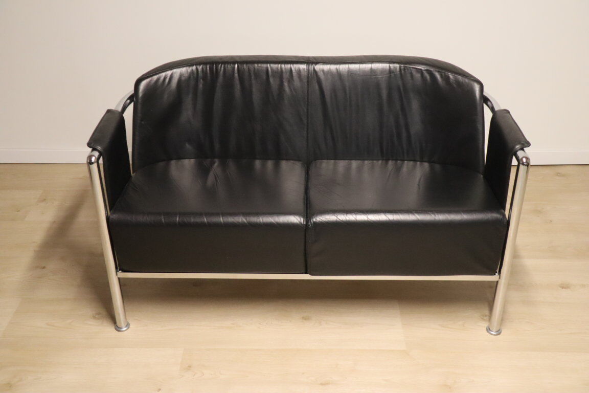 Vintage sofa in synthetic leather and chrome metal, 1970s