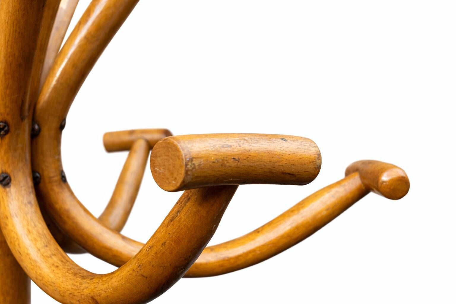 Antique curved wood parrot coat rack in Viennese style