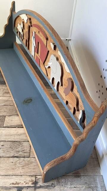 Vintage solid wood noah's ark shelf