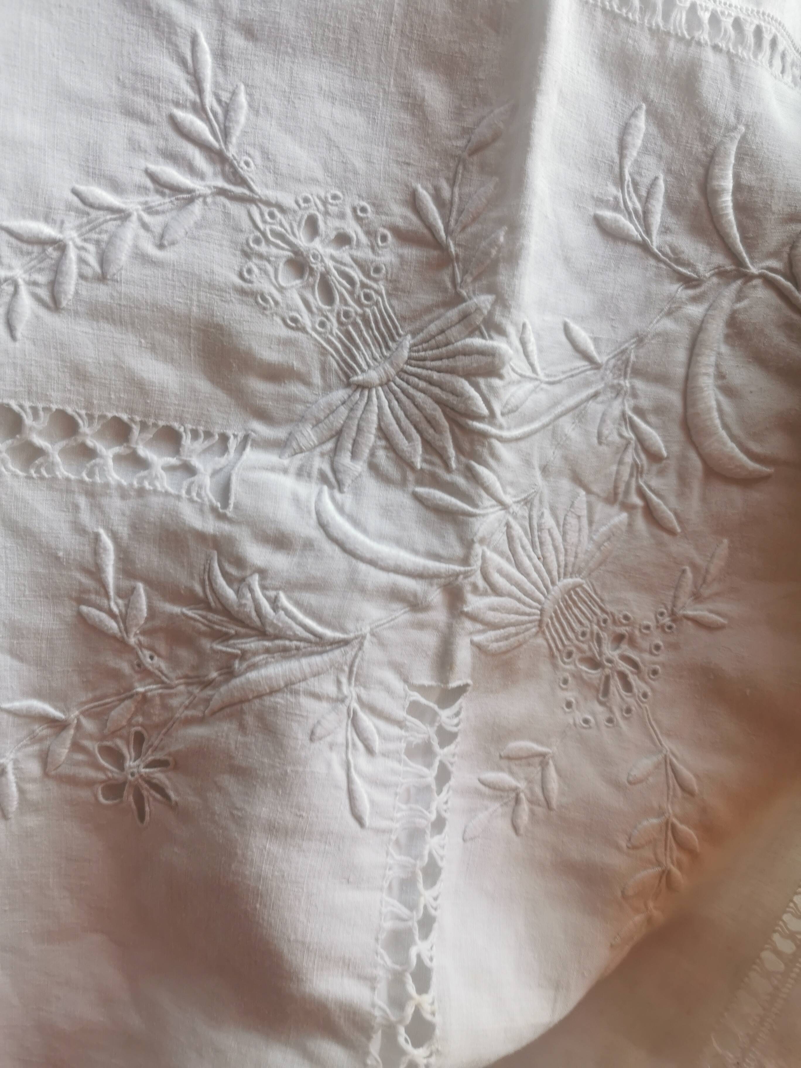 Large antique linen sheet monogrammed AH