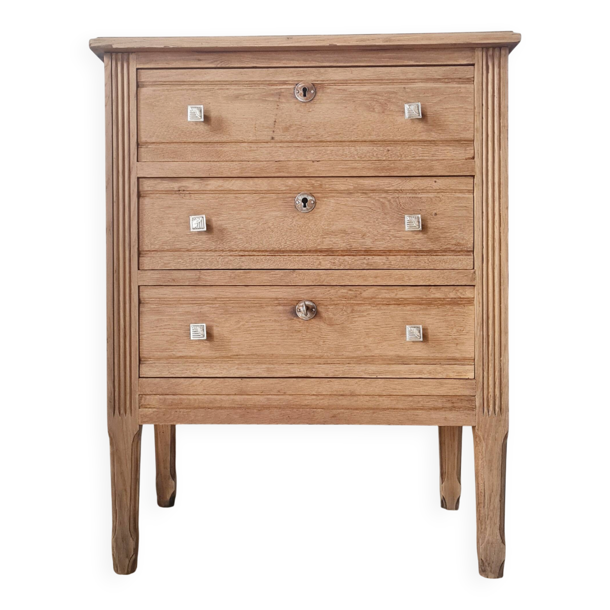 Petite commode 3 tiroirs bois brut- finition bois brut - 81 cm