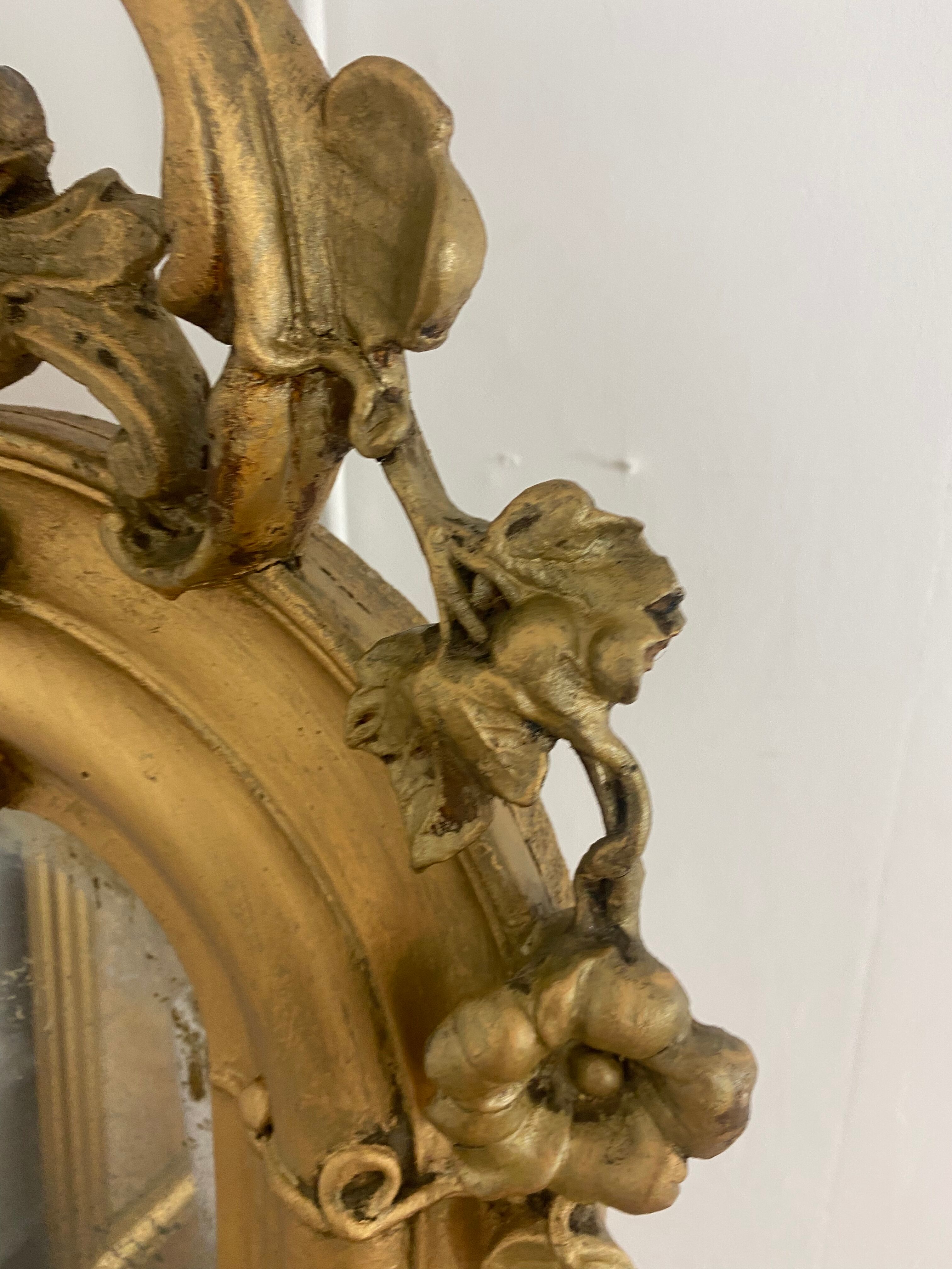 Old mirror with pediment 162x82cm