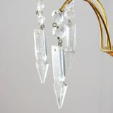 Vintage Italian Crystal and Gilt Metal Chandelier, 1980s