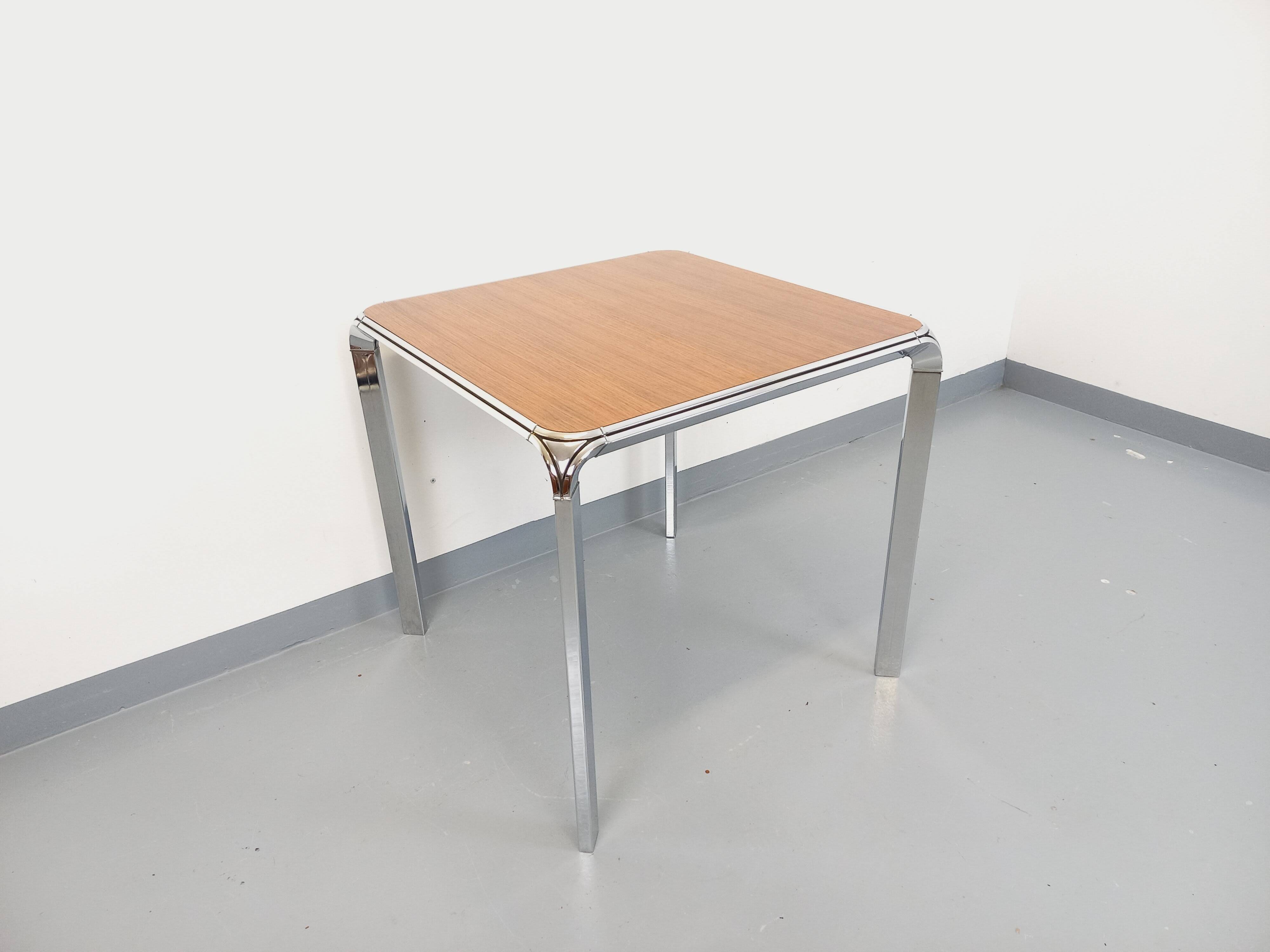 Pierre Paulin vintage square dining table in rosewood and metal