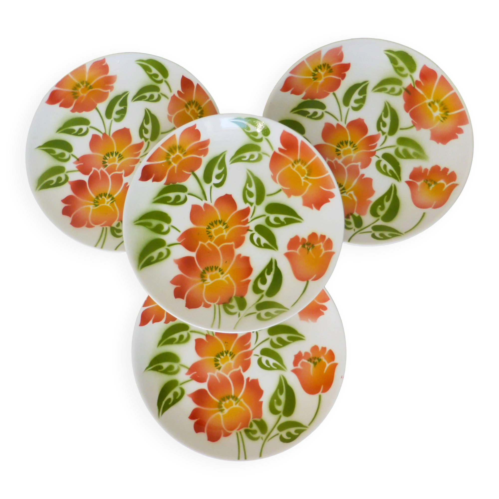 4 vintage dessert plates Moulin des Loups Orchies model Ontario 210677