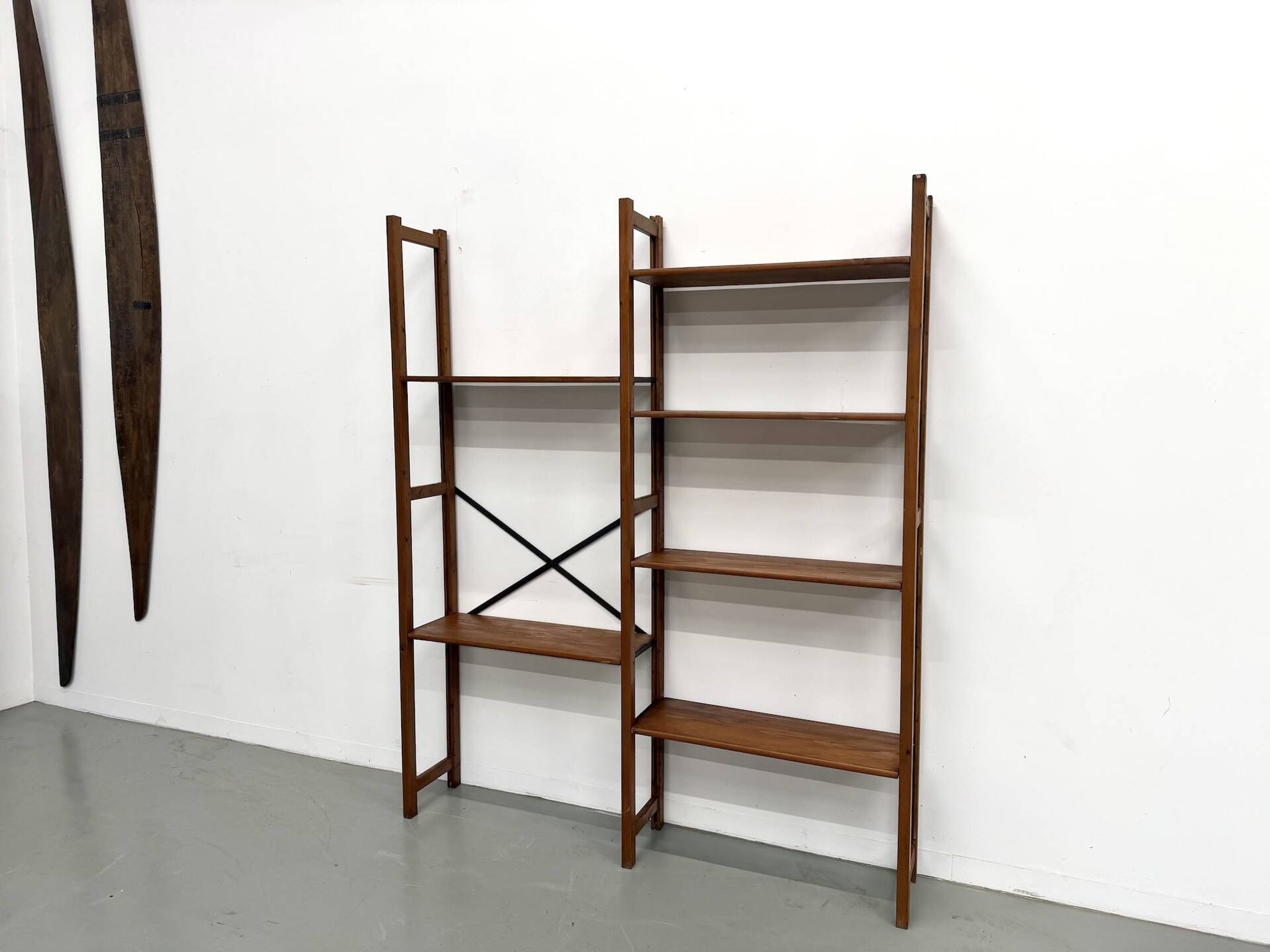 Bibliothèque Moderniste XXL en Pin Massif – Design Années 50 – L164 cm