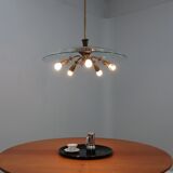 Lustre en laiton et verre du milieu du siècle Pietro Chiesa, années 1940