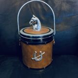 Equestrian champagne imitation leather horse ice bucket 16cm