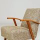 Vintage Lounge Chair Green Pattern Upholstery Refurbished, 1970s.