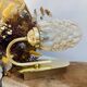 Pair of wall lights in brass and moulded bubble glass, style Helena Tynell.