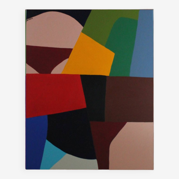 Large colorful abstract, unique piece "Color block" Bahaus, 2024