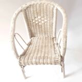 White rattan armchair for children