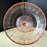 Art Deco pink molded pressed glass compote bowl on foot