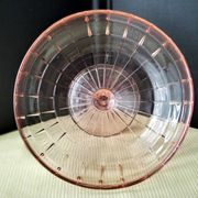 Art Deco pink molded pressed glass compote bowl on foot