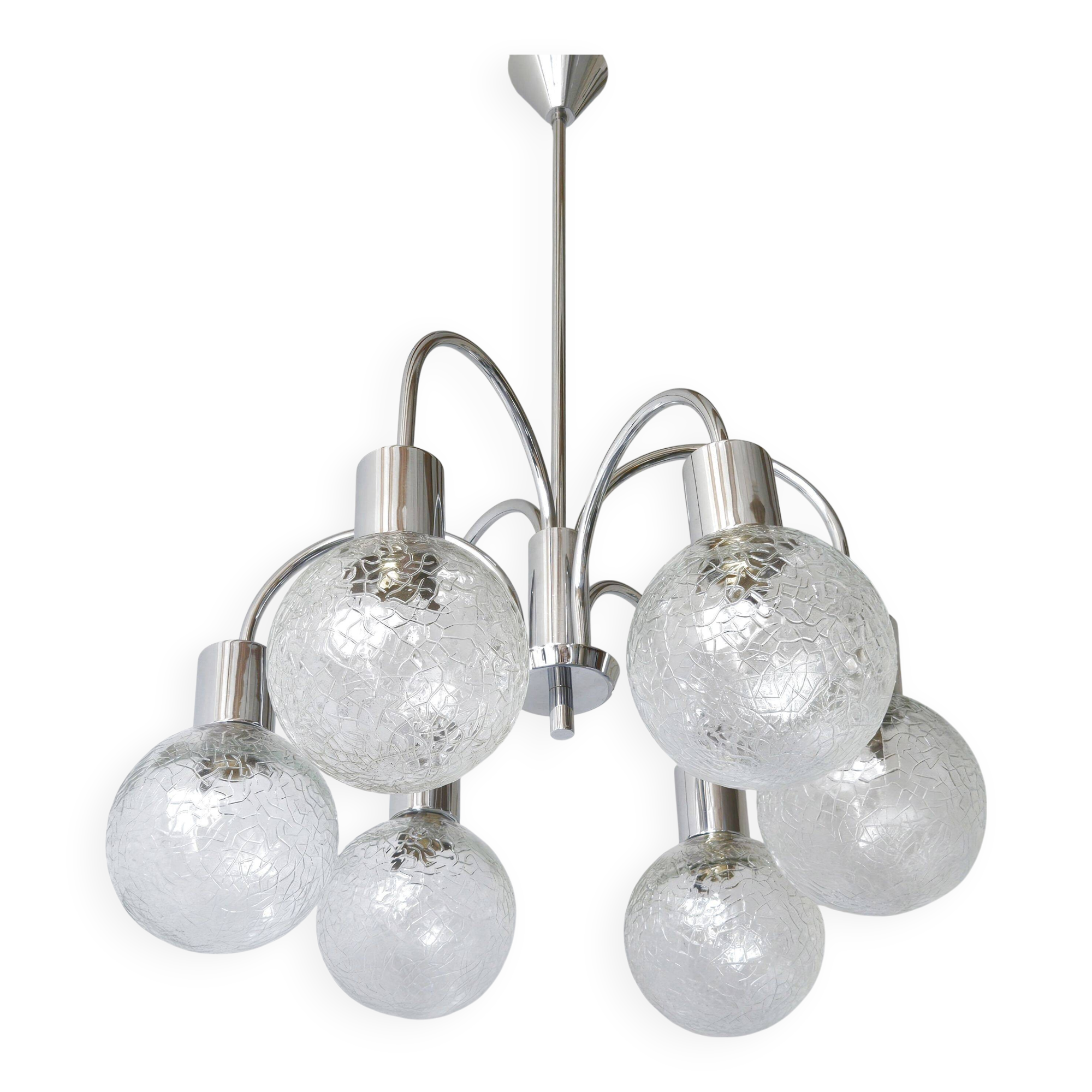 Vintage 1970s 6-ball chandelier
