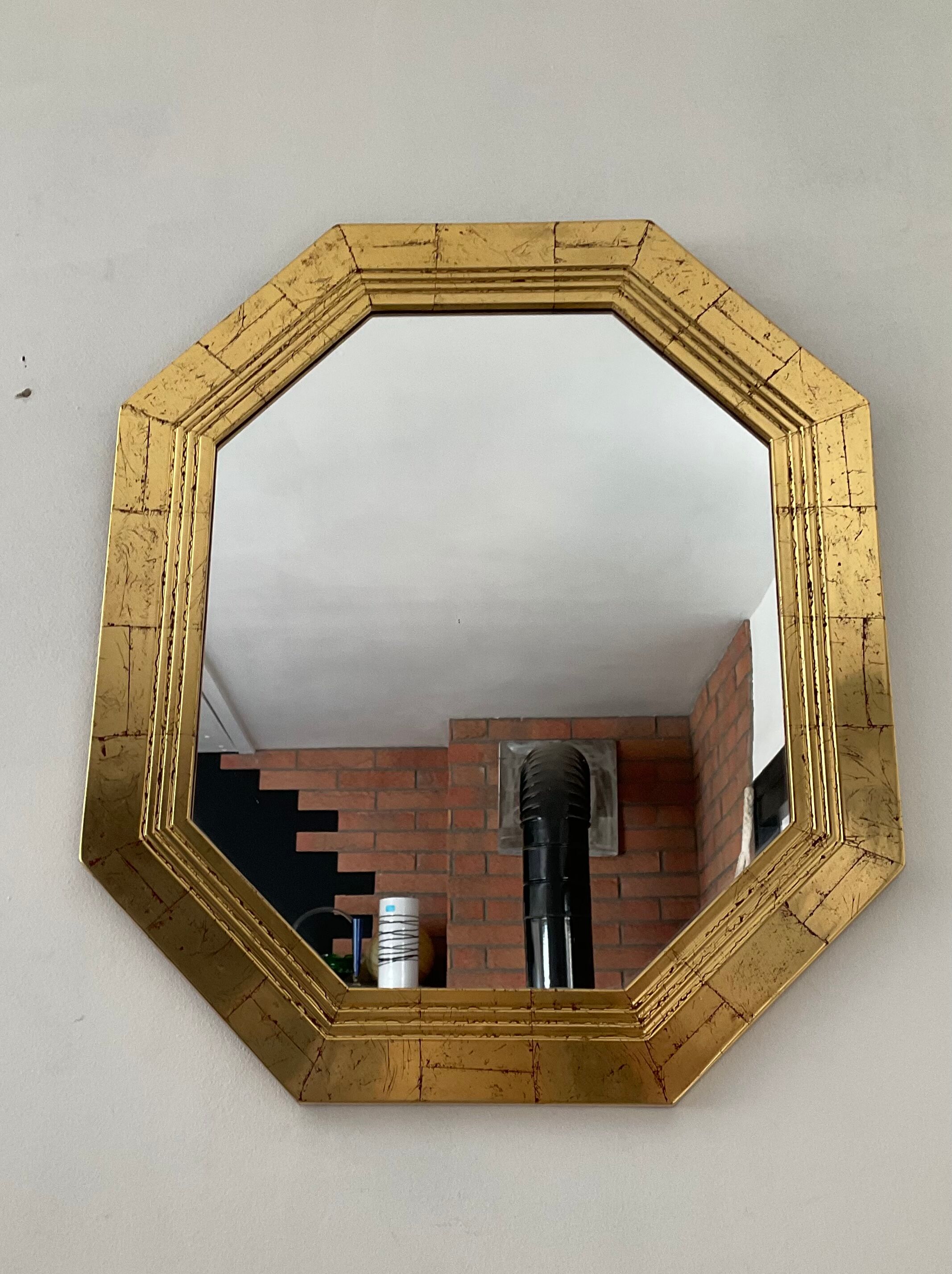 Vintage Deknudt mirror in gilded wood from the 70s