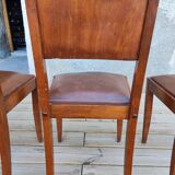 Set of 6 STELLA chairs, Art Deco, leather seat